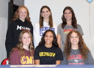 Six Kings High School seniors participated in the Early Signing Day  Pictured Front L-R: Maeve Ruble, Natalia Brignoni, and Elaina Emerson; Back L-R: Caroline Bobo, Ava Davidson, and Vivian Isaacs.    